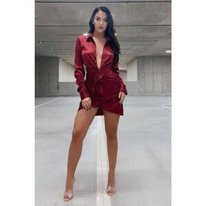 Scandalous Babe Mini Dress - Wine